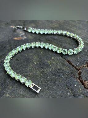 🦚 925 Sterling Silver Peridot August Birthday Tennis Bracelet - Women Jewelry